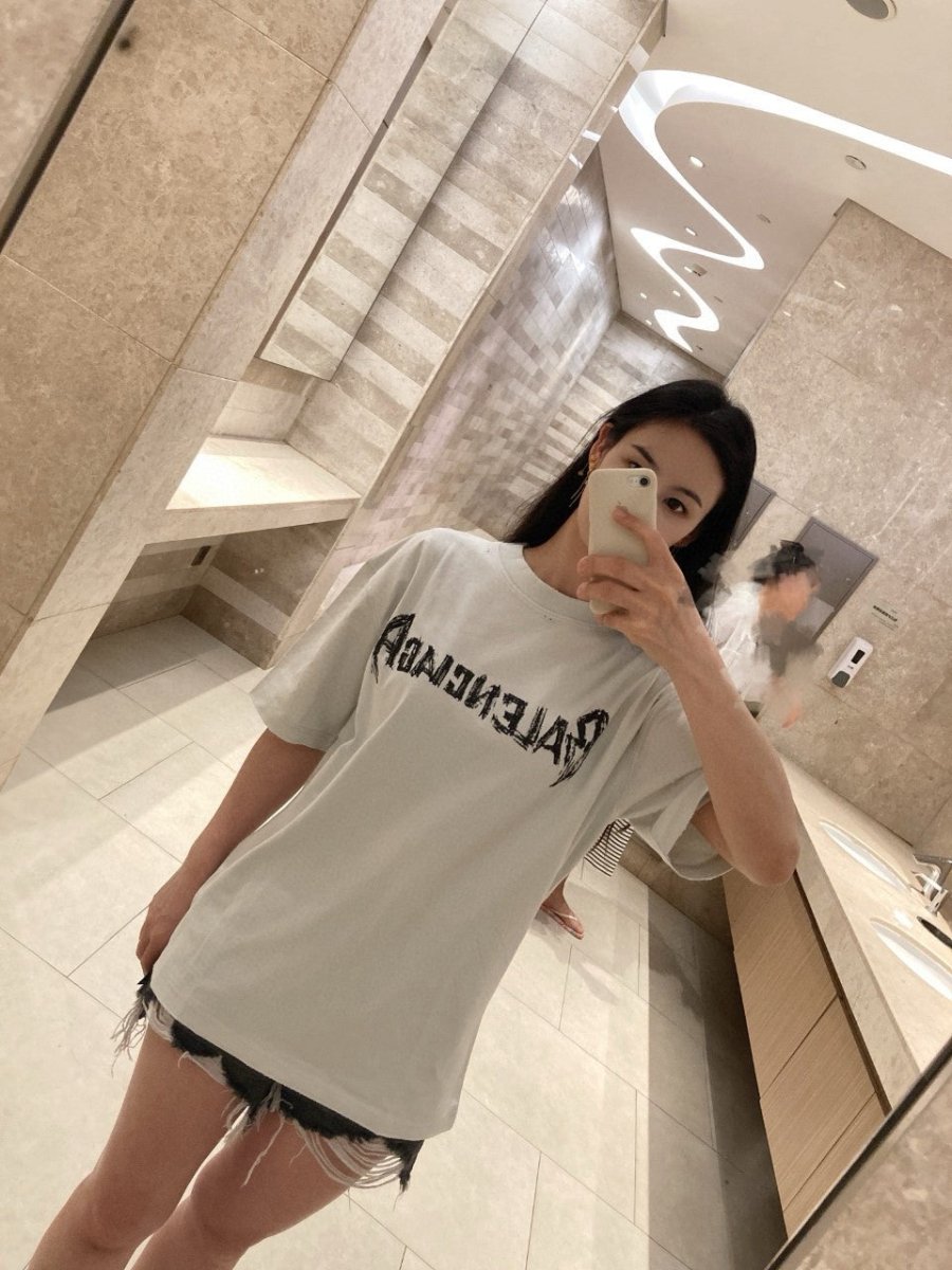 Balenciaga Distressed Logo T-Shirt in White - Phantom Kicks