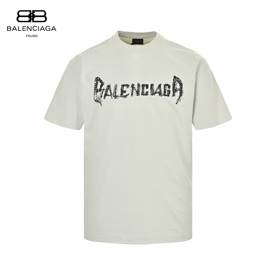 Balenciaga Distressed Logo T-Shirt in White - Phantom Kicks