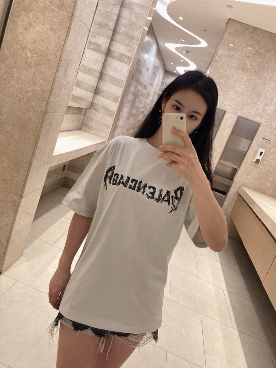 Balenciaga Distressed Logo T-Shirt in White - Phantom Kicks
