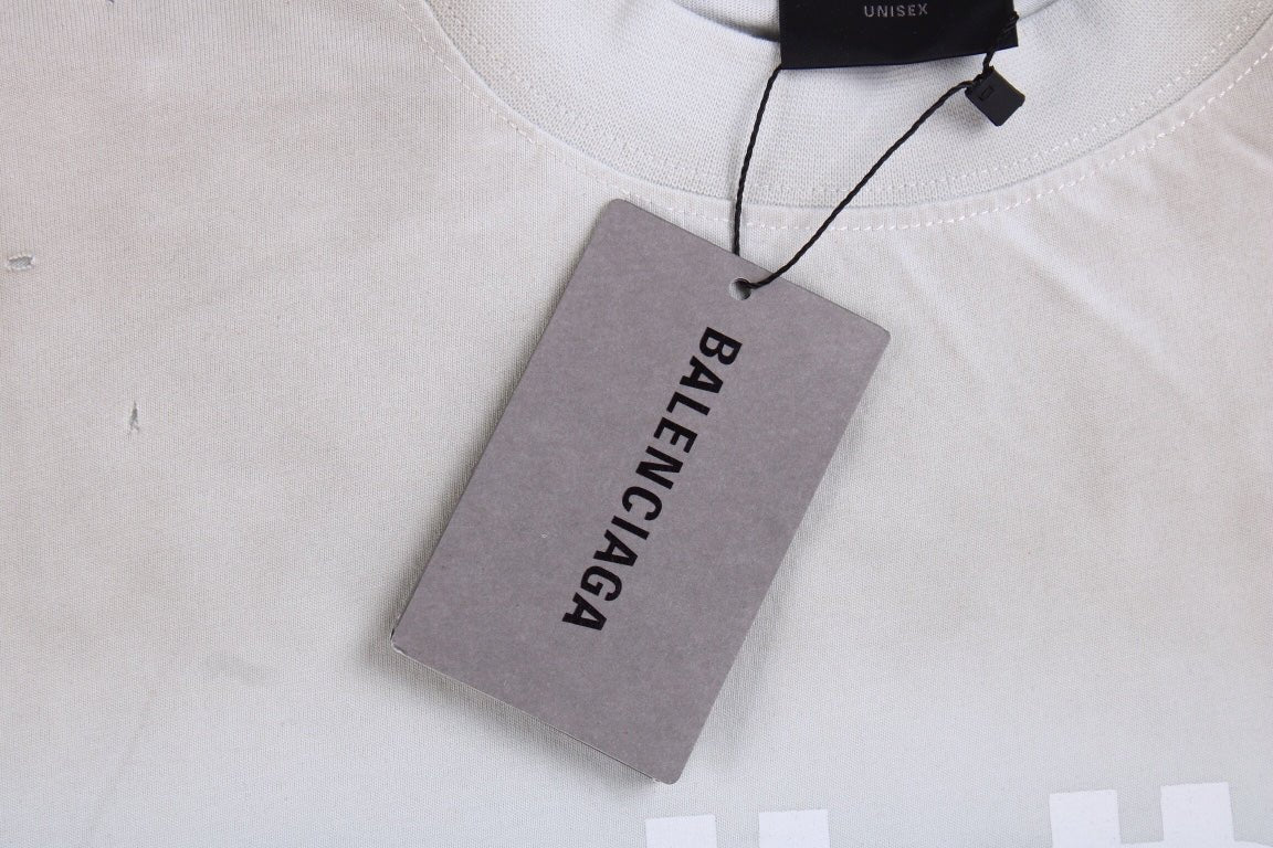 BALENCIAGA DISTRESSED LOGO T-SHIRT WHITE GREY - Phantom Kicks