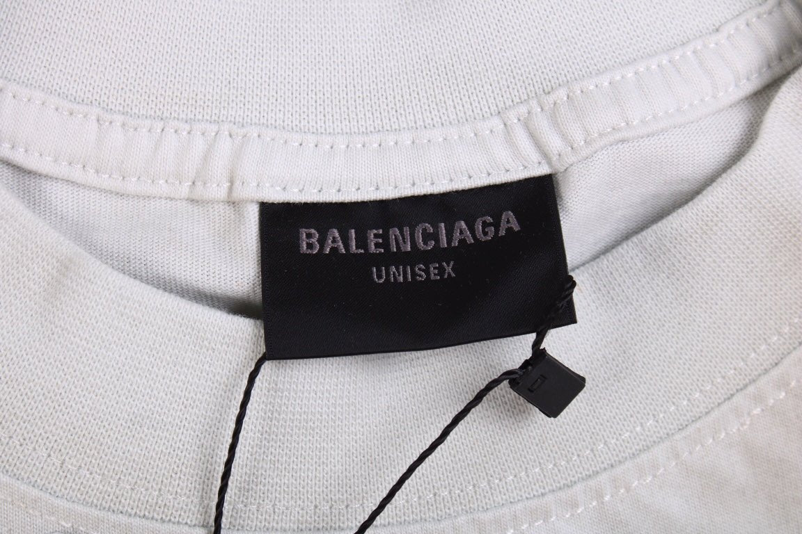 BALENCIAGA DISTRESSED LOGO T-SHIRT WHITE GREY - Phantom Kicks