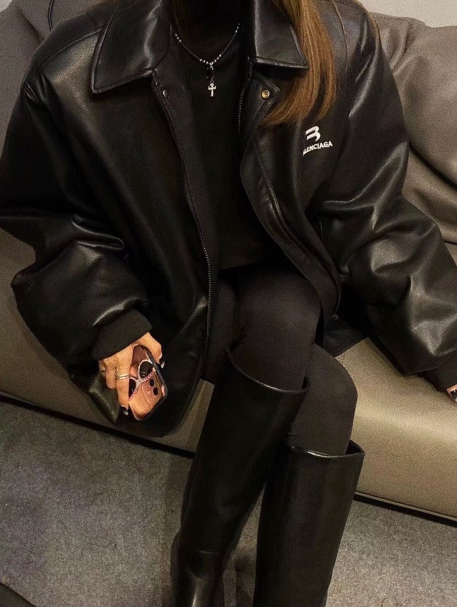 BALENCIAGA FAUX LEATHER JACKET BLACK - Phantom Kicks