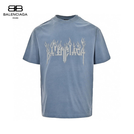 Balenciaga Flame Graphic T-Shirt (Blue) - Phantom Kicks
