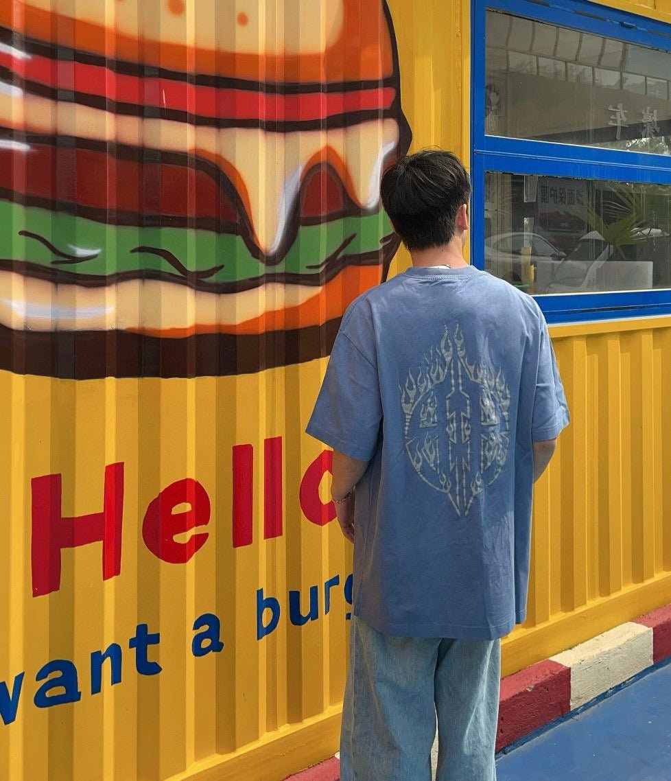 Balenciaga Flame Graphic T-Shirt (Blue) - Phantom Kicks