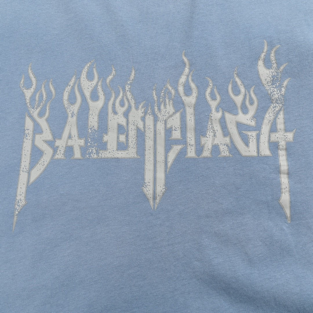 Balenciaga Flame Graphic T-Shirt (Blue) - Phantom Kicks