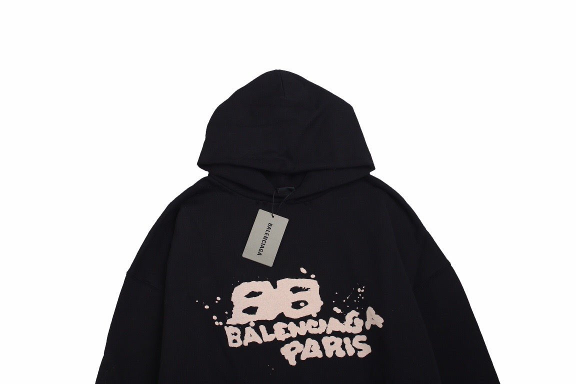 BALENCIAGA GRAFFITI LOGO HOODIE BLACK - Phantom Kicks
