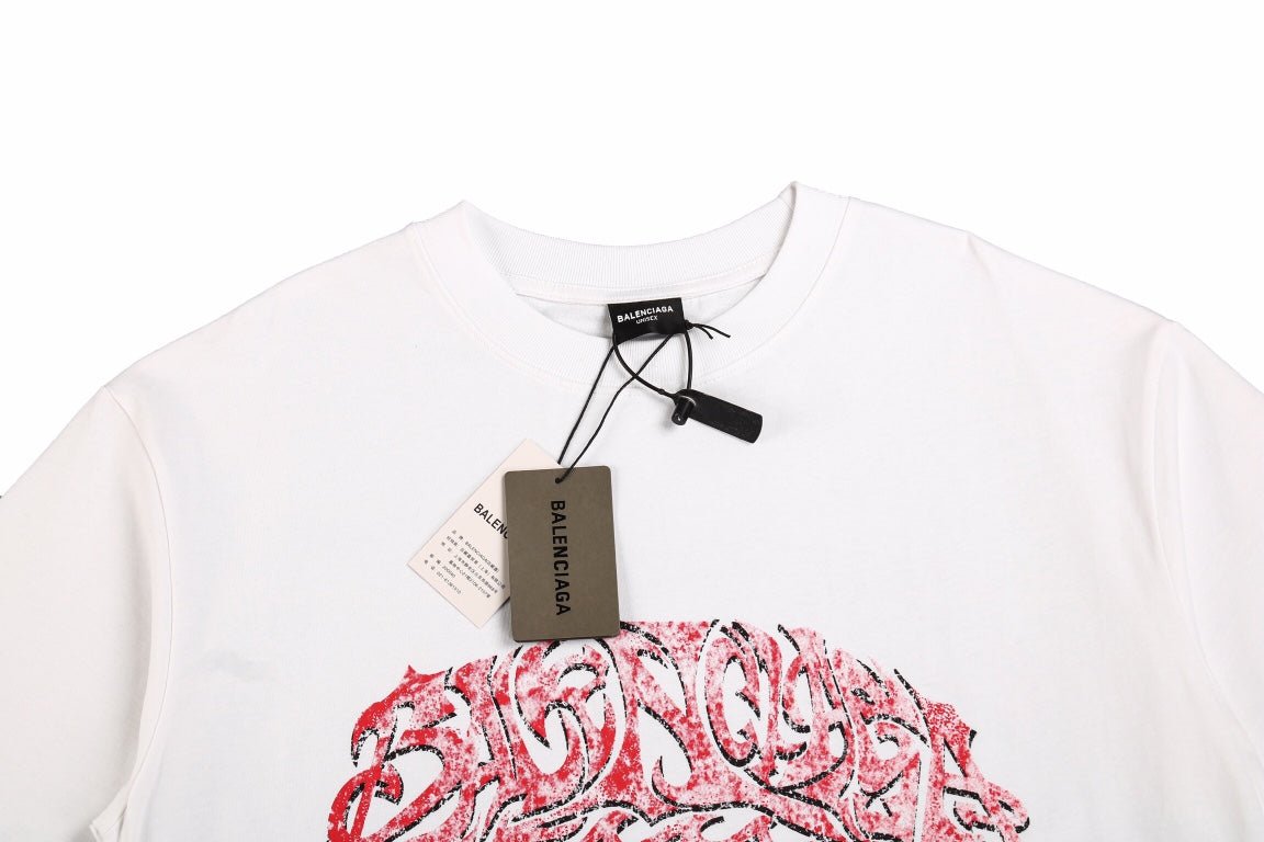 BALENCIAGA GRAFFITI LOGO T-SHIRT WHITE - Phantom Kicks