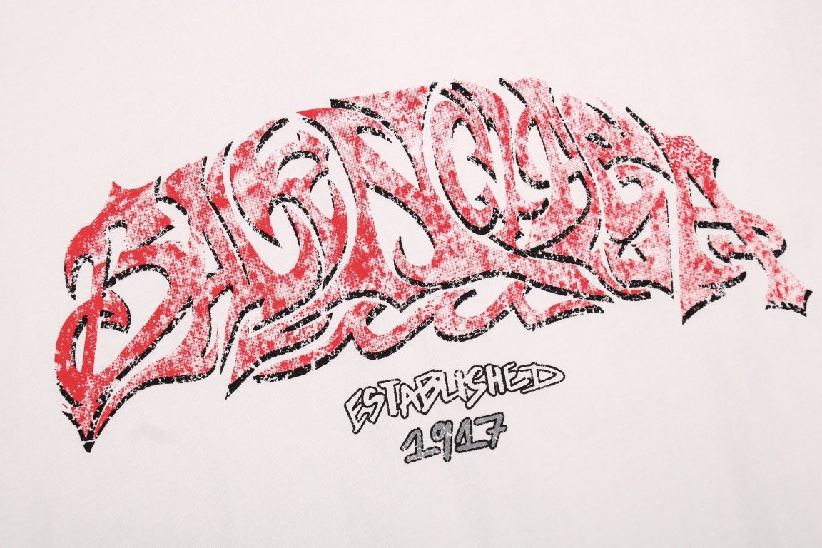 BALENCIAGA GRAFFITI LOGO T-SHIRT WHITE - Phantom Kicks