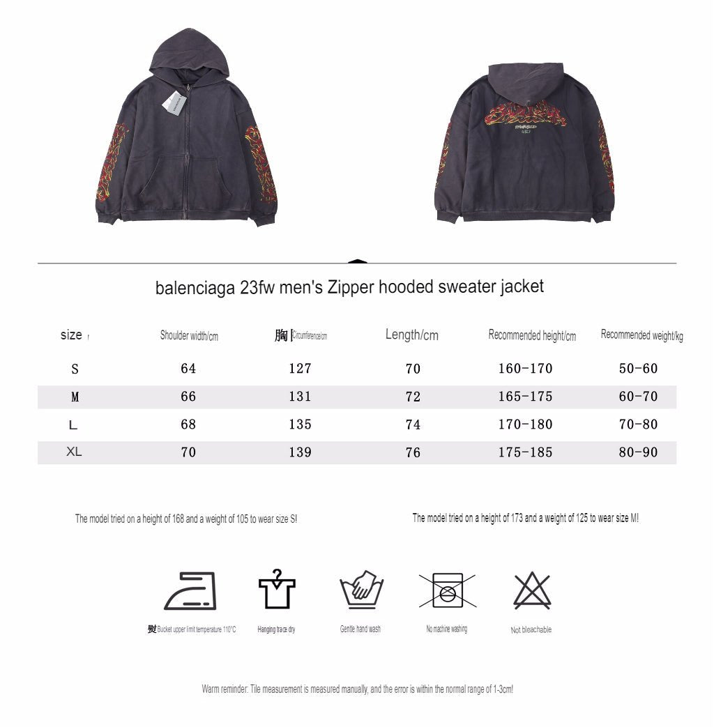 BALENCIAGA ZIP-UP HOODIE WASHED GREY - Phantom Kicks