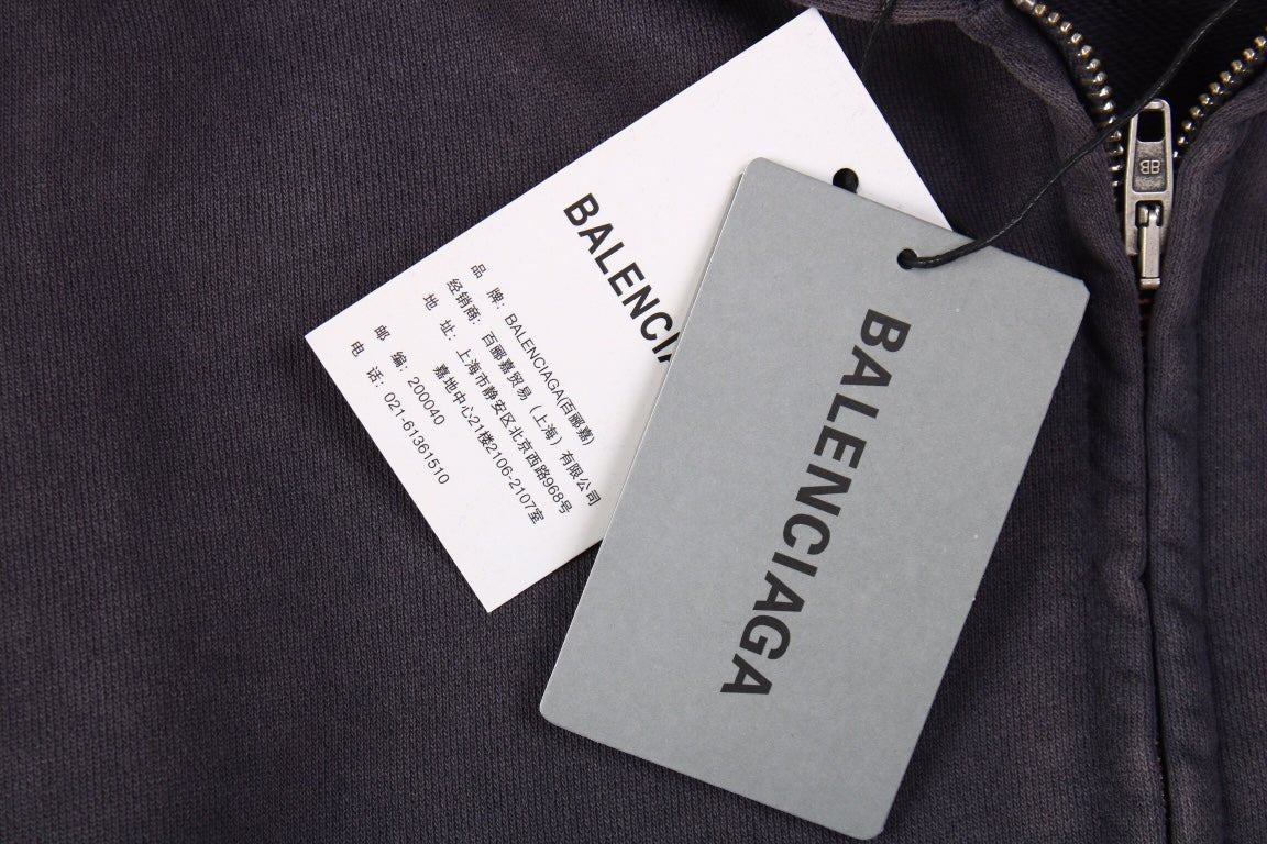 BALENCIAGA ZIP-UP HOODIE WASHED GREY - Phantom Kicks