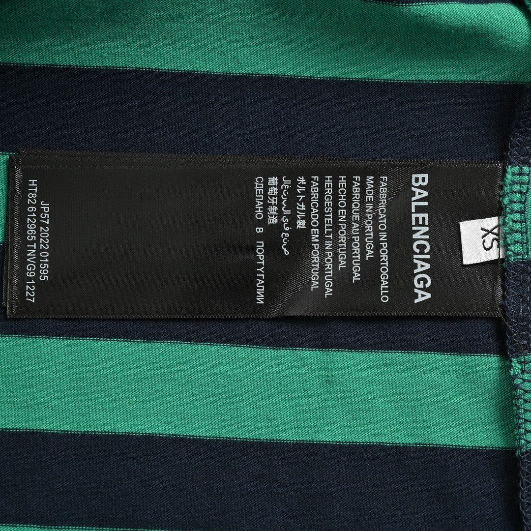 Balenciaga Green and Black Striped T-Shirt - Phantom Kicks