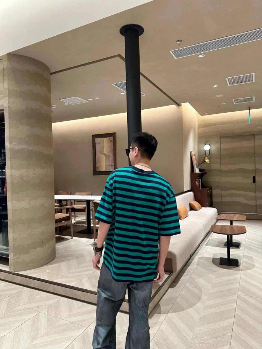Balenciaga Green and Black Striped T-Shirt - Phantom Kicks