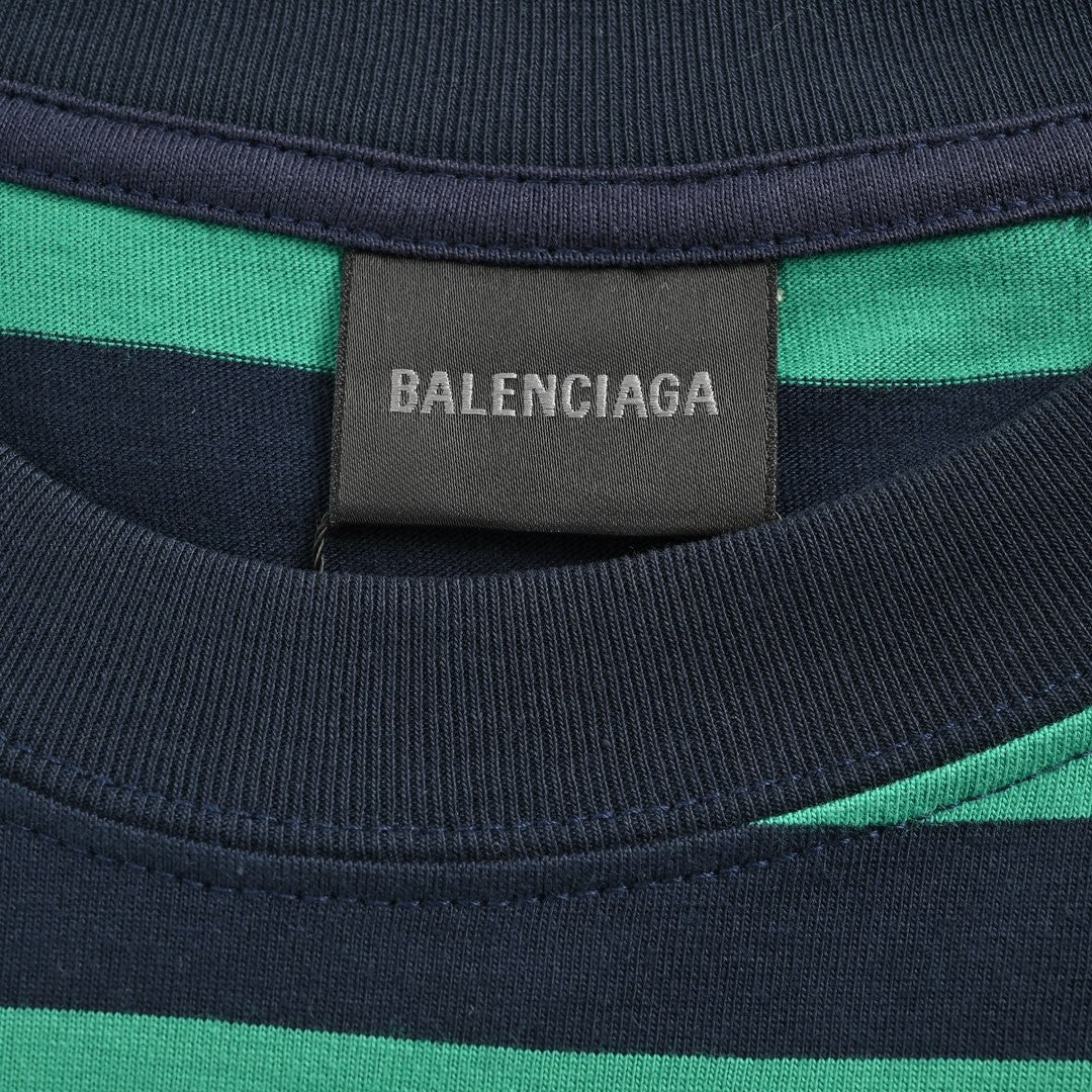 Balenciaga Green and Black Striped T-Shirt - Phantom Kicks