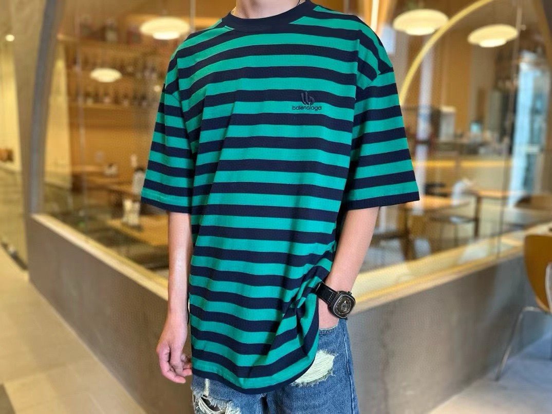 Balenciaga Green and Black Striped T-Shirt - Phantom Kicks