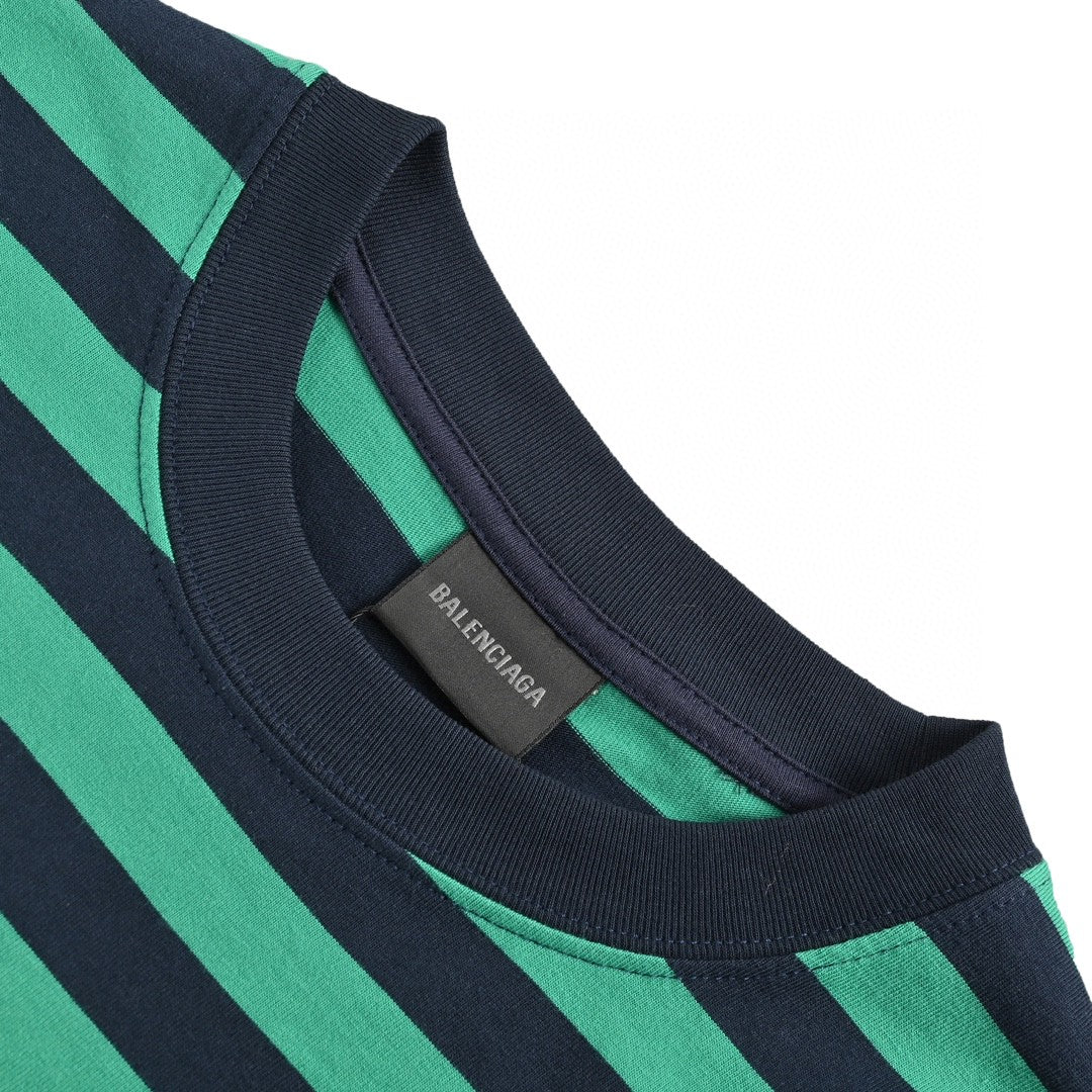 Balenciaga Green and Black Striped T-Shirt - Phantom Kicks