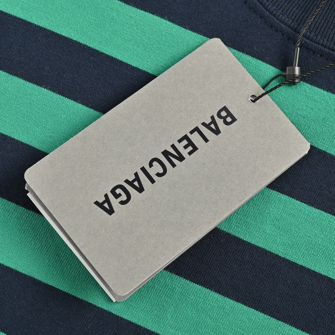 Balenciaga Green and Black Striped T-Shirt - Phantom Kicks