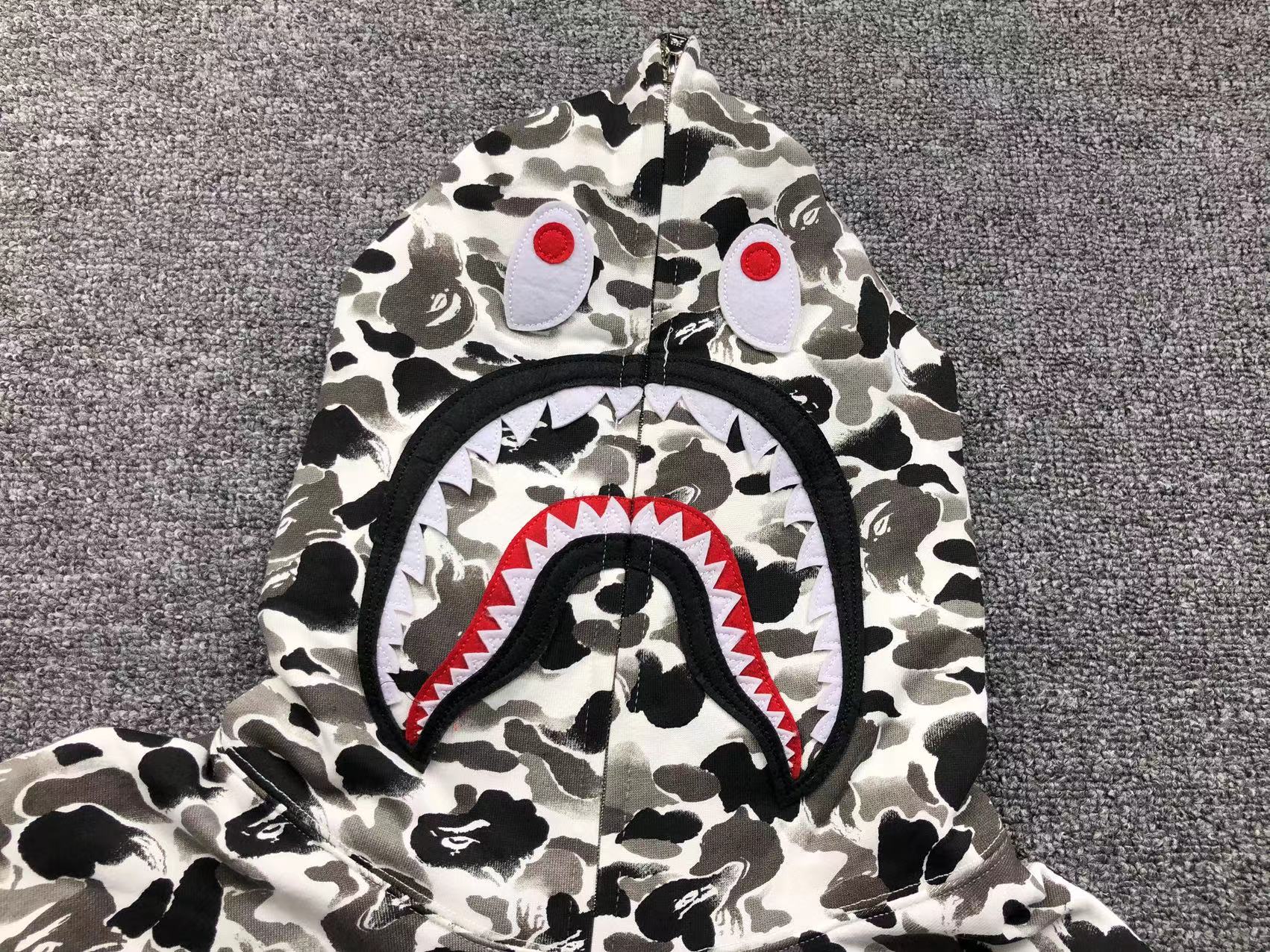 BAPE ABC CAMO SHARK FULL ZIP HOODIE GREY - Phantom Kicks