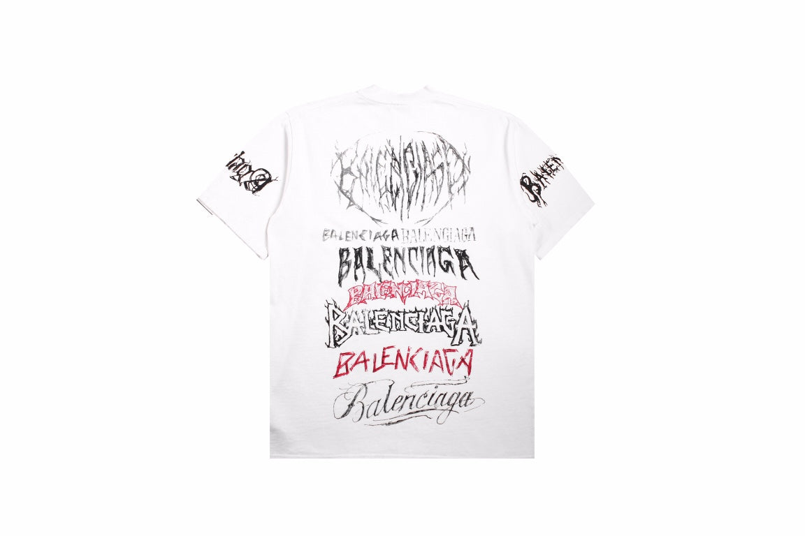 Balenciaga Multi-Logo T-Shirt (White) - Phantom Kicks
