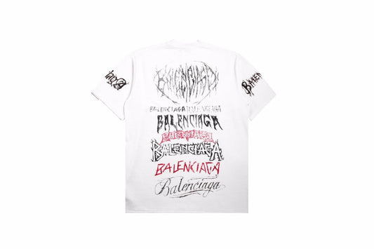 Balenciaga Multi-Logo T-Shirt (White) - Phantom Kicks