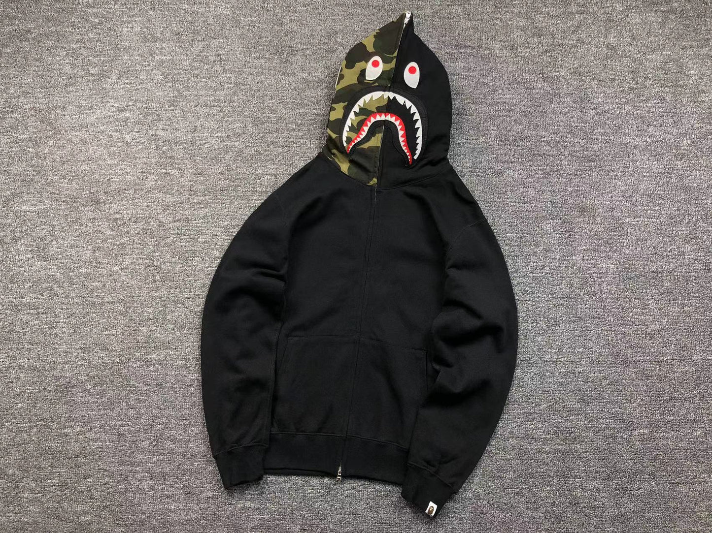 BAPE SHARK FULL ZIP HOODIE BLACK - Phantom Kicks
