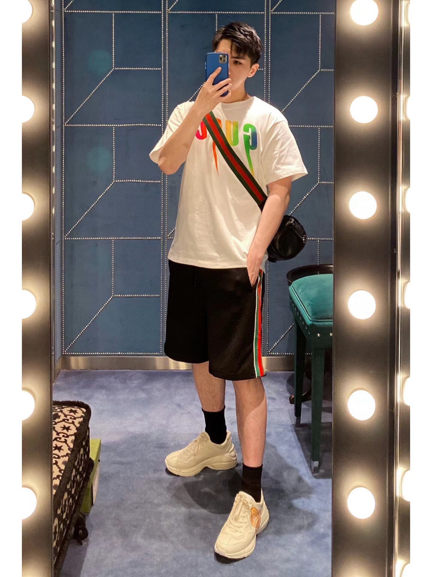Gucci Rainbow Lightning T-Shirt (White) - Phantom Kicks