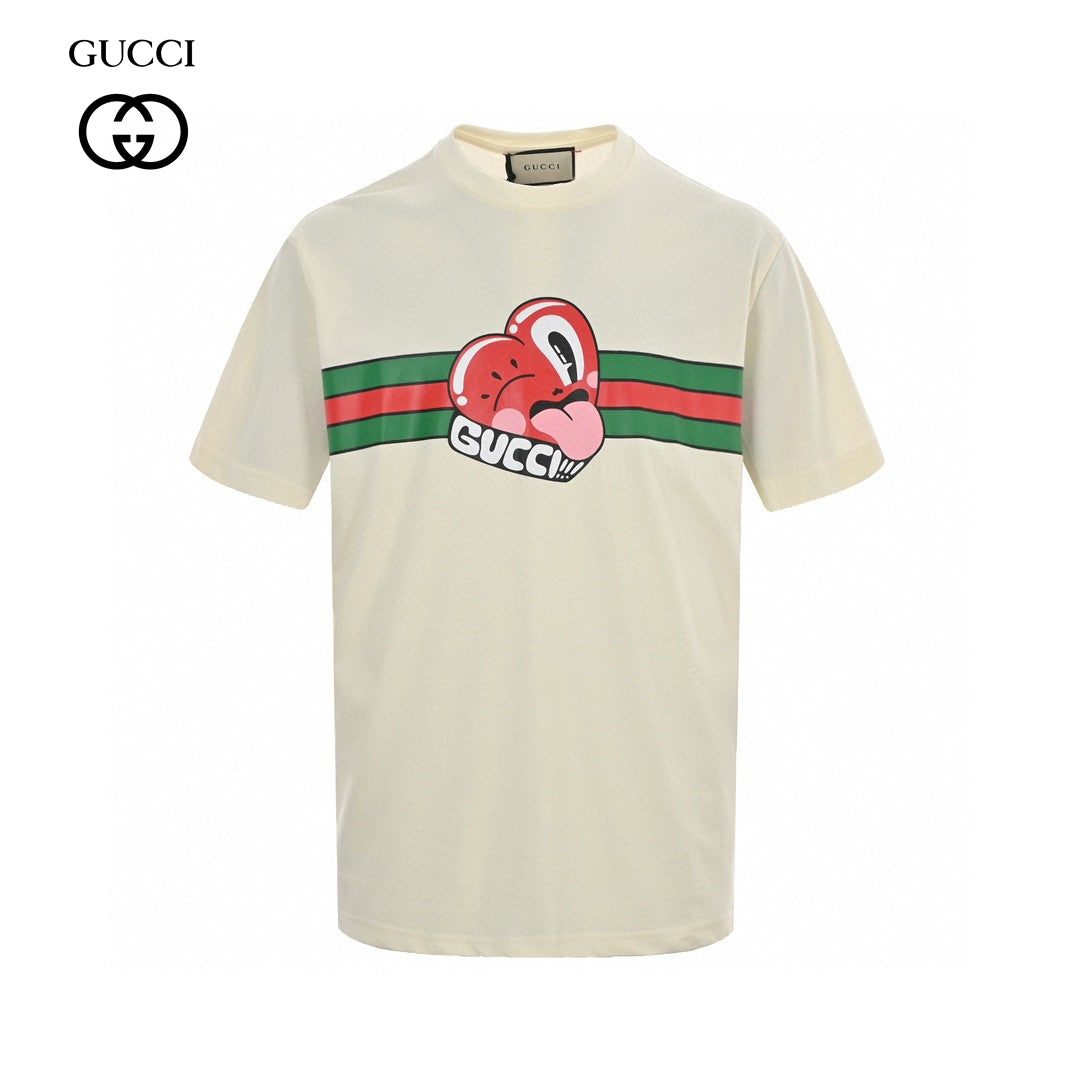 Gucci Cream T-Shirt with Heart Graphic - Phantom Kicks