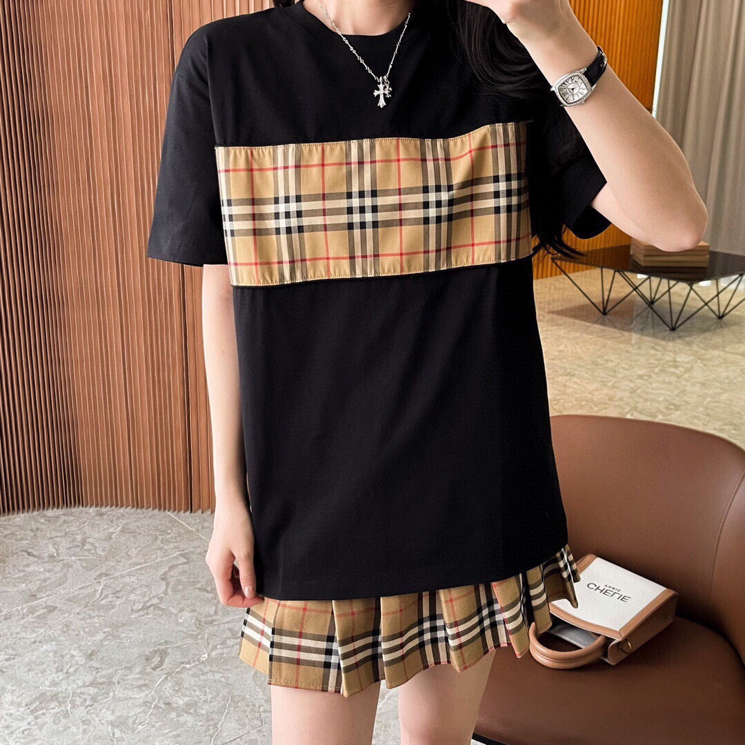 Burberry Check Panel T-Shirt (Black) - Phantom Kicks