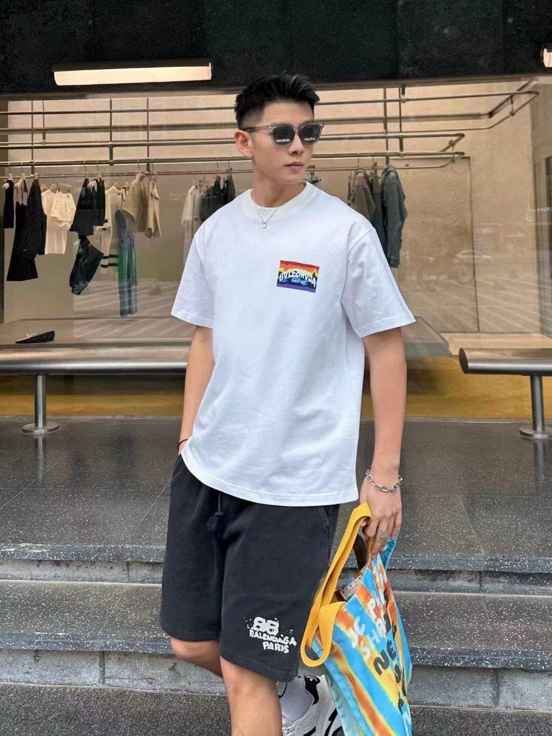 Balenciaga White T-Shirt with Mountain Graphic - Phantom Kicks