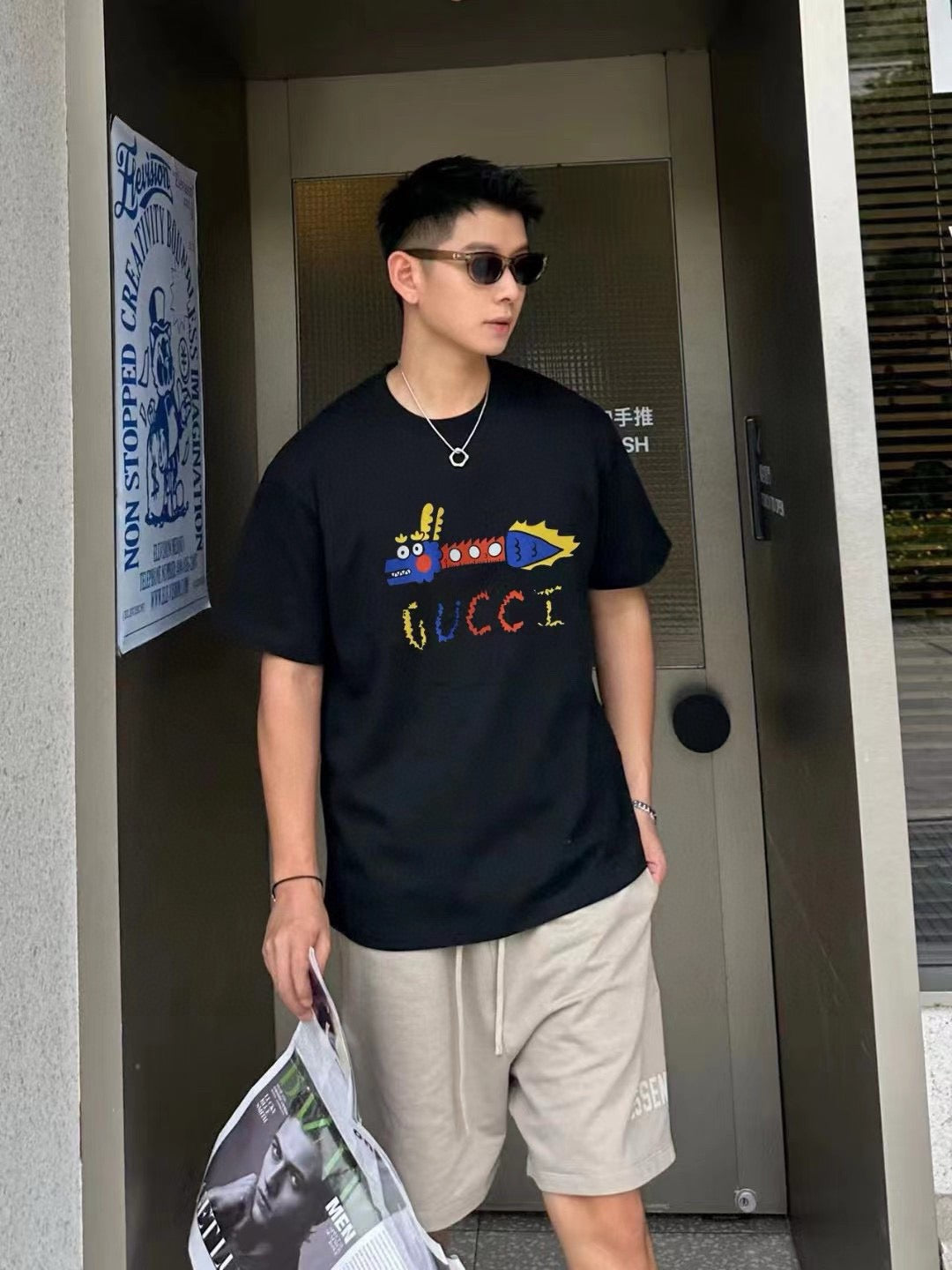 Gucci Black T-Shirt with Dragon Graphic - Phantom Kicks