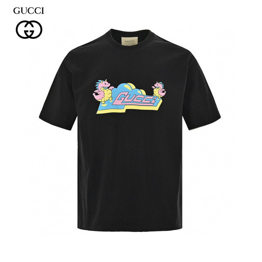 Gucci Black T-Shirt with Pink Dinosaur Graphic - Phantom Kicks