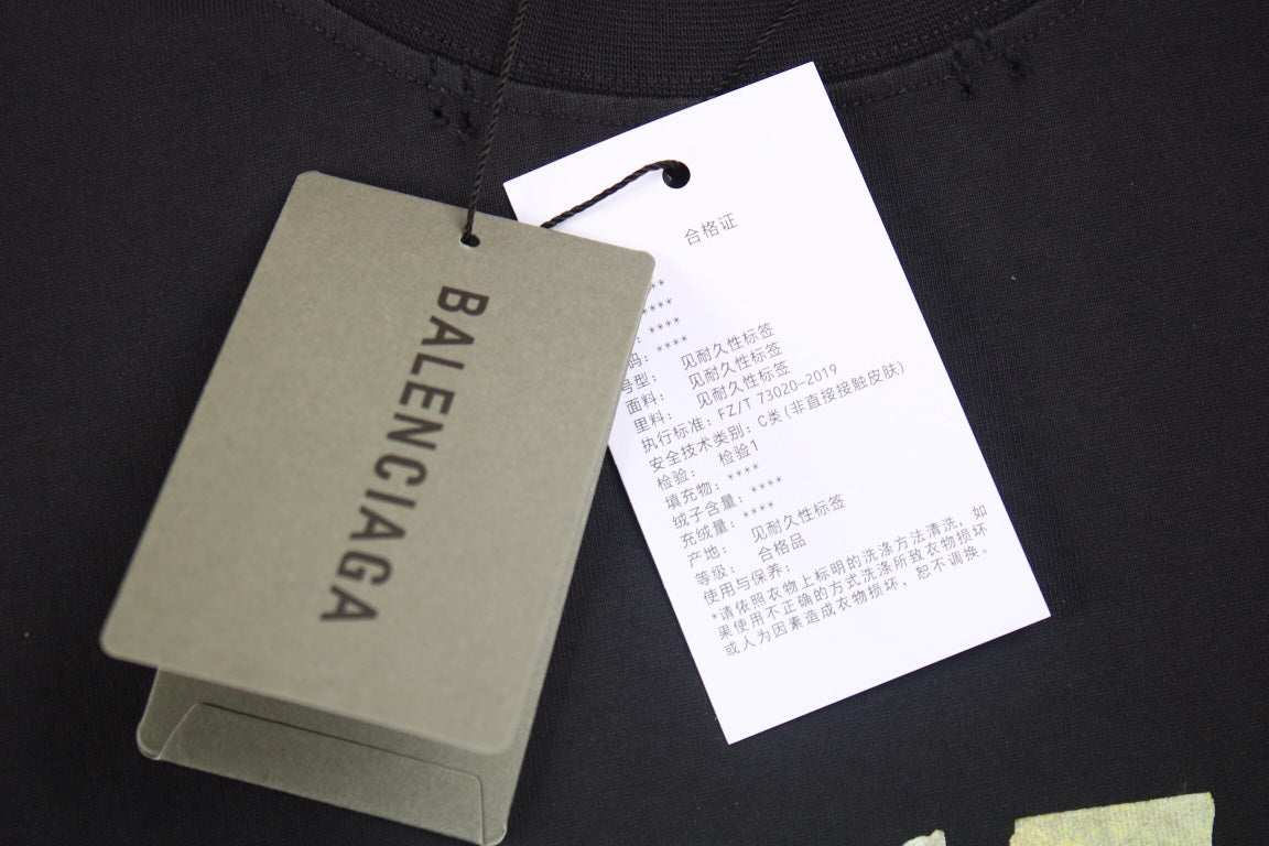 BALENCIAGA LOGO T-SHIRT BLACK YELLOW - Phantom Kicks