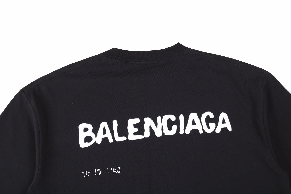 BALENCIAGA DISTRESSED LOGO T-SHIRT BLACK - Phantom Kicks