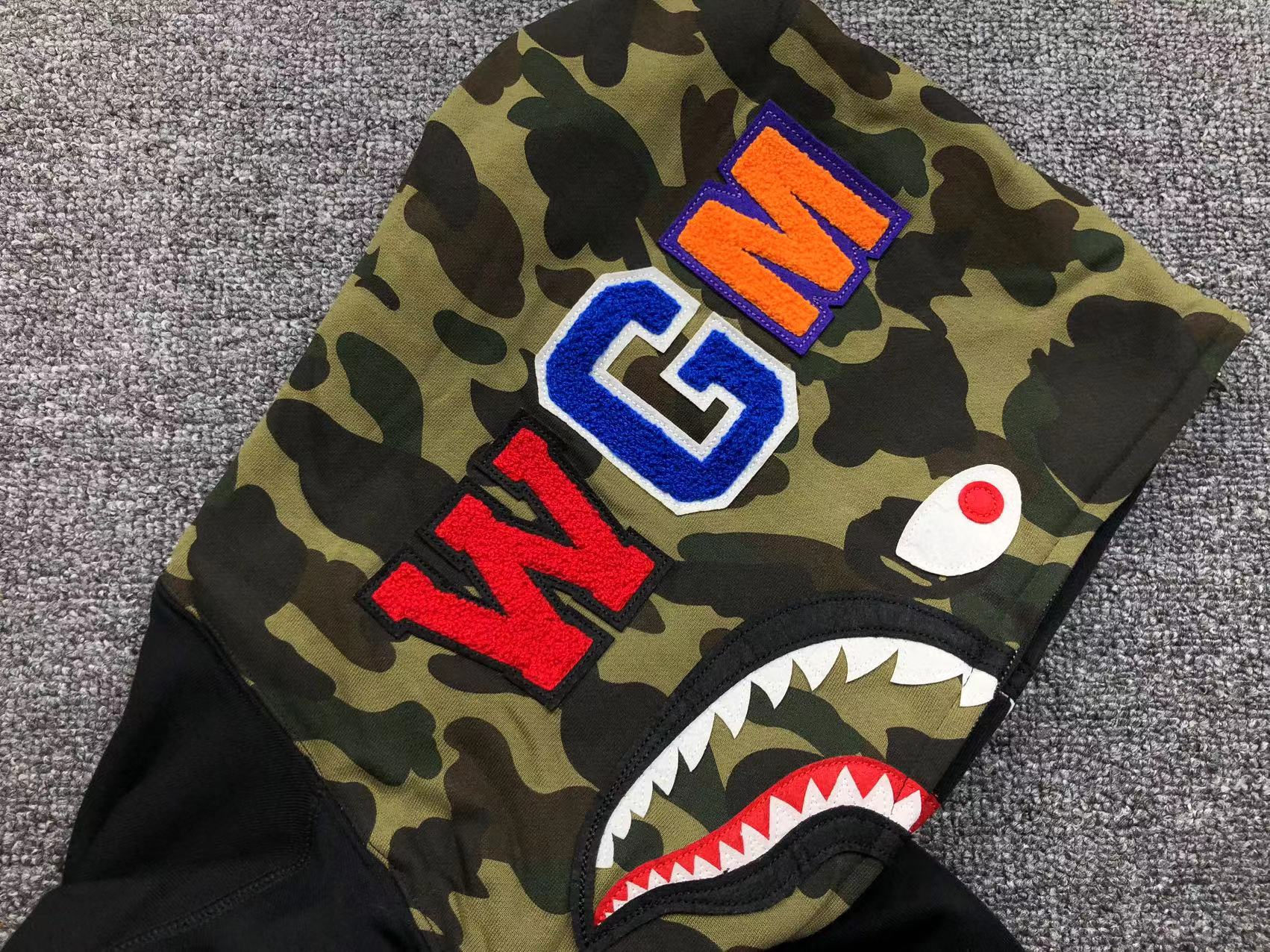 BAPE SHARK FULL ZIP HOODIE BLACK - Phantom Kicks