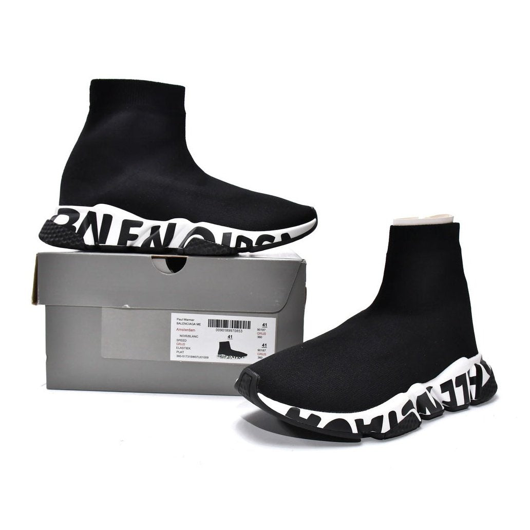 BALENCIAGA SPEED GRAFFITI TRAINER x BLACK WHITE - Phantom Kicks