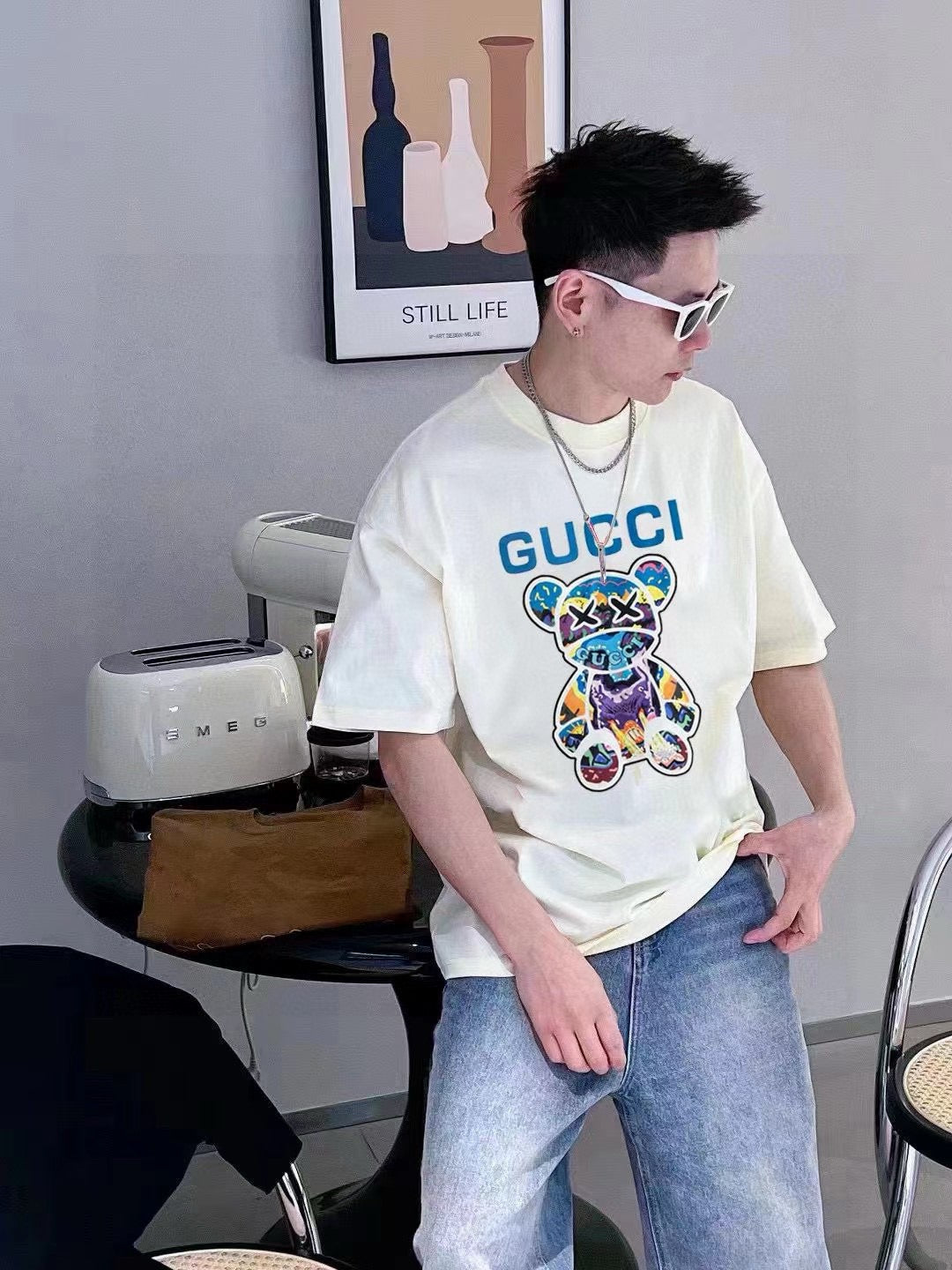 Gucci Cream T-Shirt with Bear Graphic - Phantom Kicks