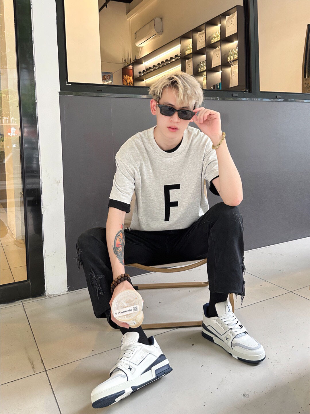 Fear of God Letter F T-Shirt (Light Grey) - Phantom Kicks