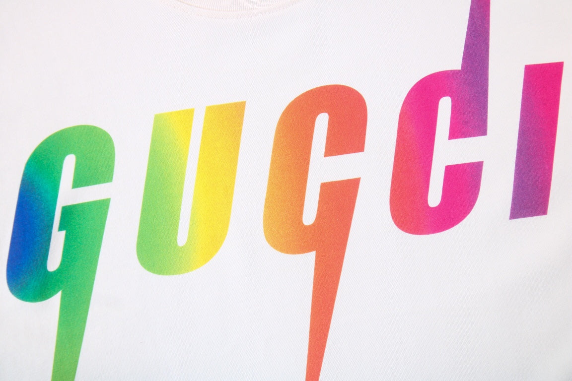 Gucci Rainbow Lightning T-Shirt (White) - Phantom Kicks