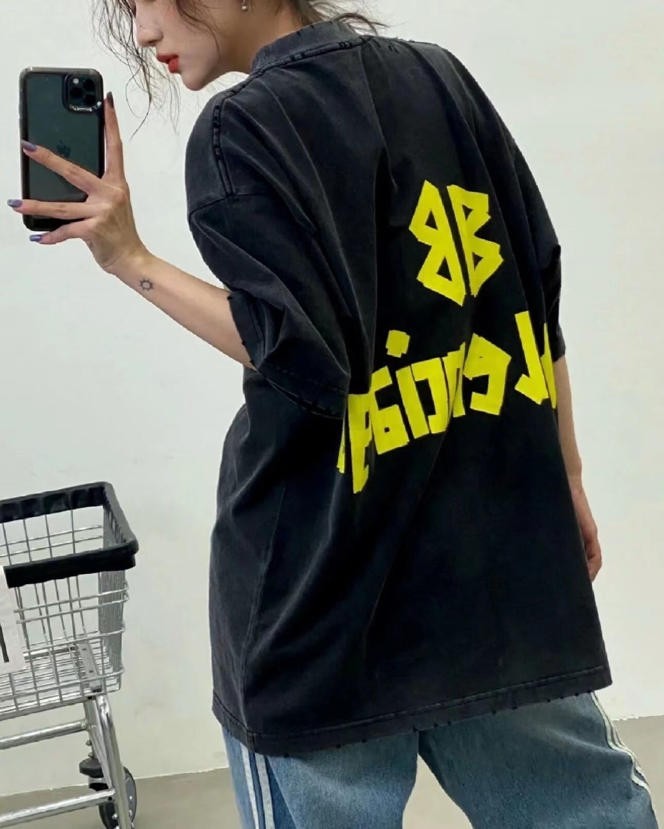 BALENCIAGA LOGO T-SHIRT BLACK YELLOW - Phantom Kicks