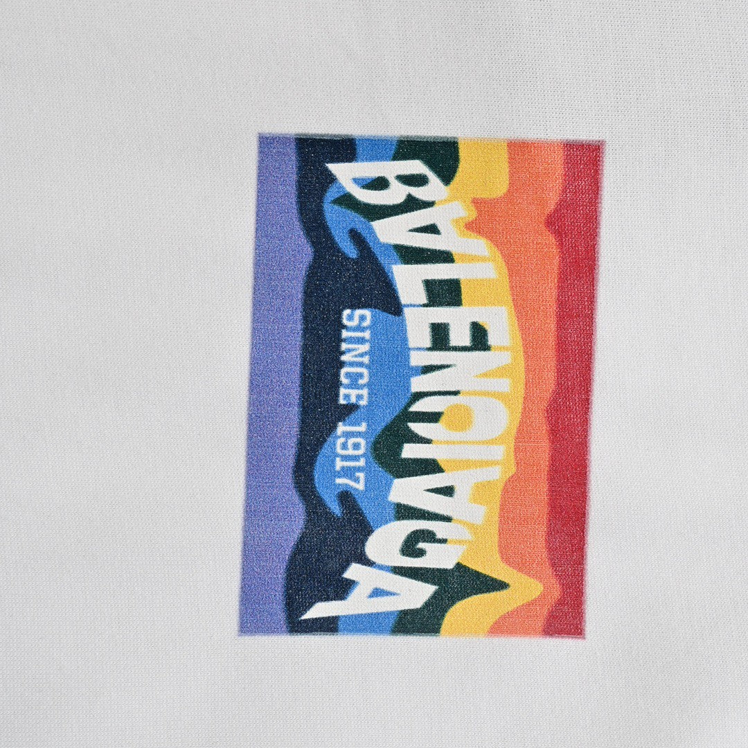 Balenciaga White T-Shirt with Mountain Graphic - Phantom Kicks