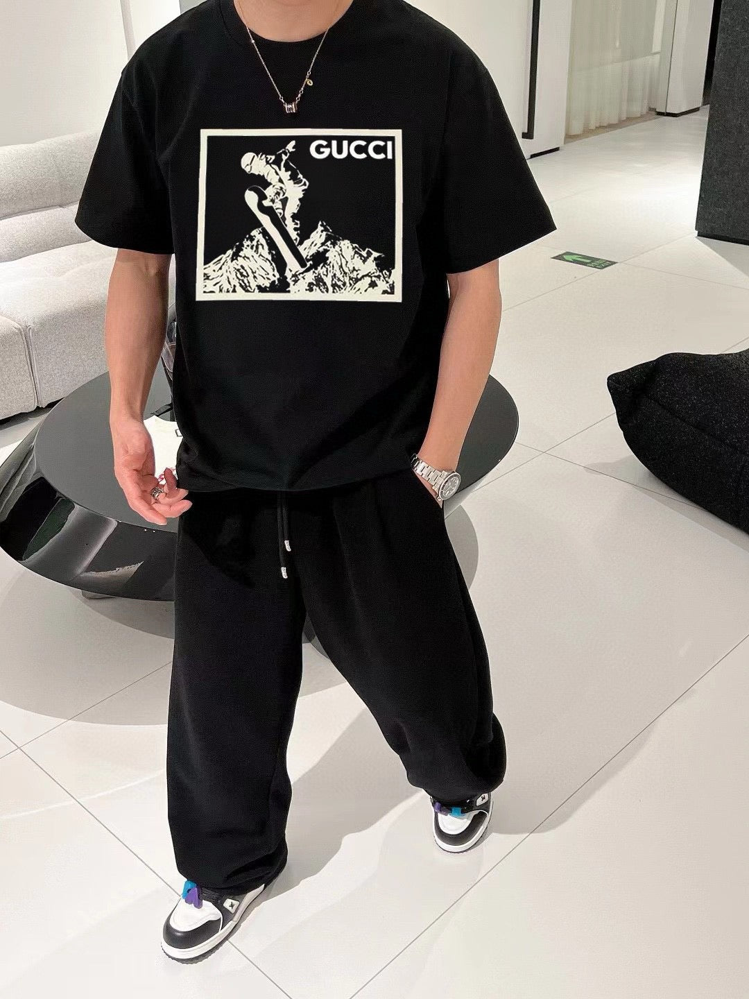 Gucci Snowboarder Graphic Black T-Shirt - Phantom Kicks