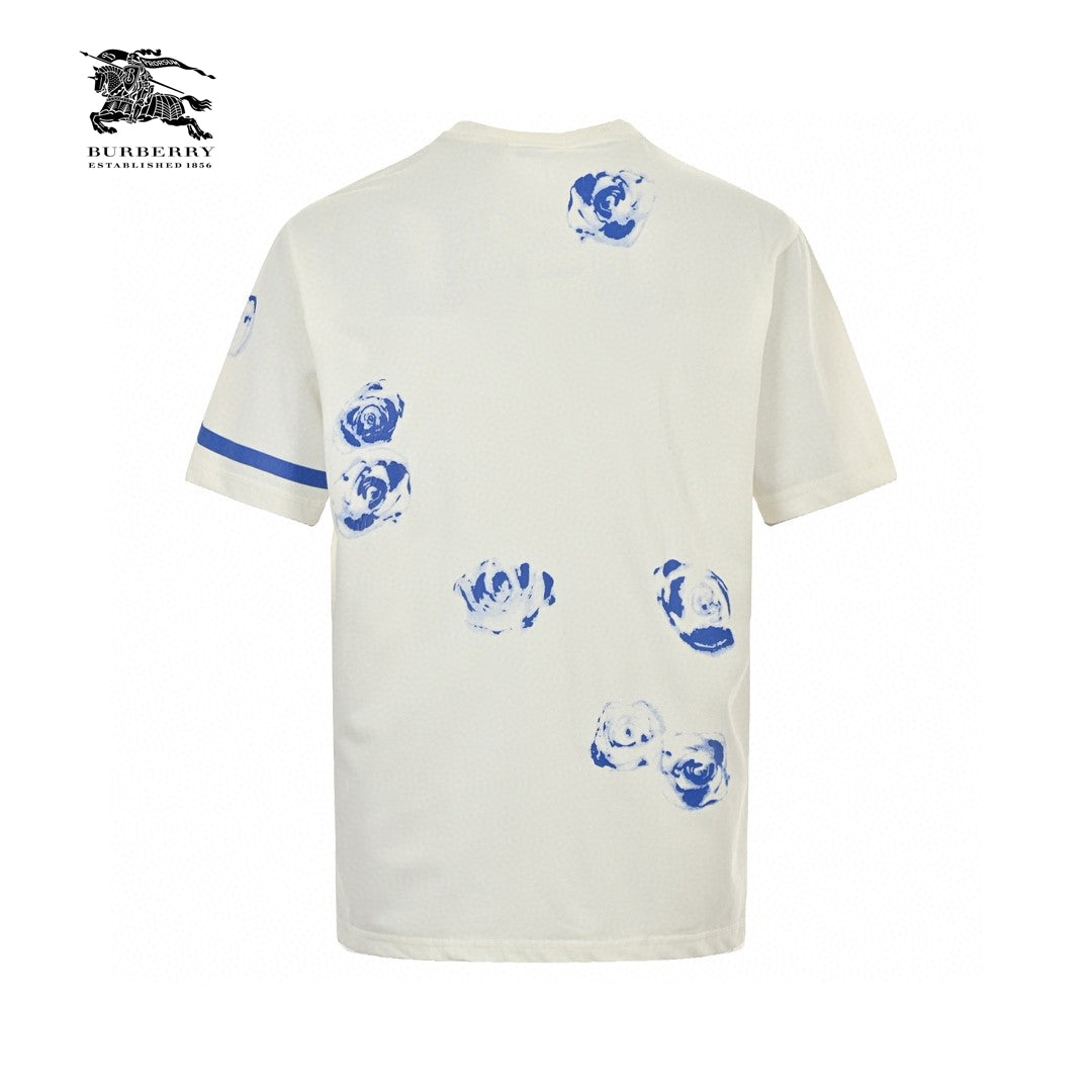 Burberry White T-Shirt with Blue Design - Phantom Kicks