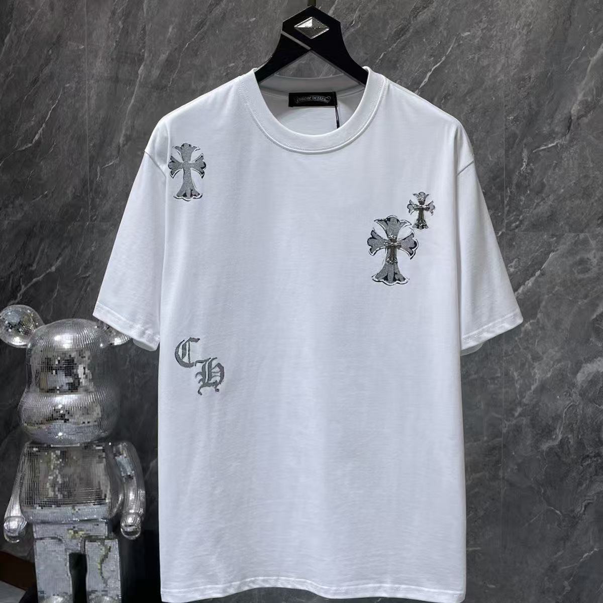 Chrome Hearts Classic Crewneck T-Shirt in White/Grey/Black