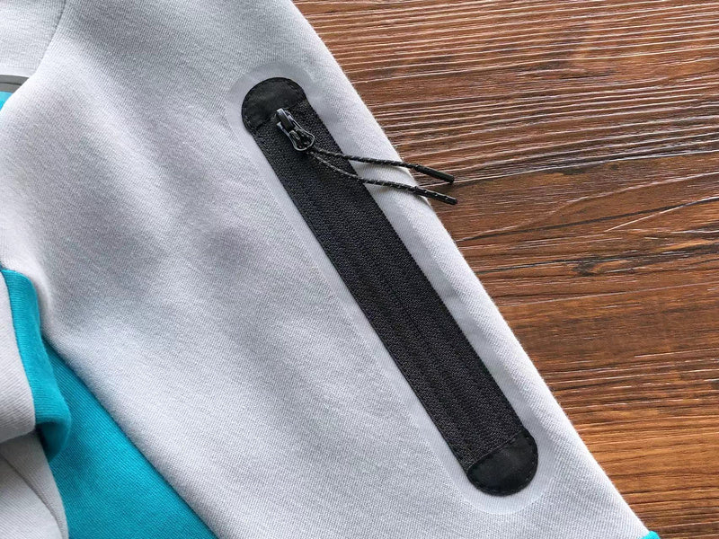 NIKE TECH FLEECE HOODIE x WOLF GREY/AQUAMARINE/ORANGE - Phantom Kicks