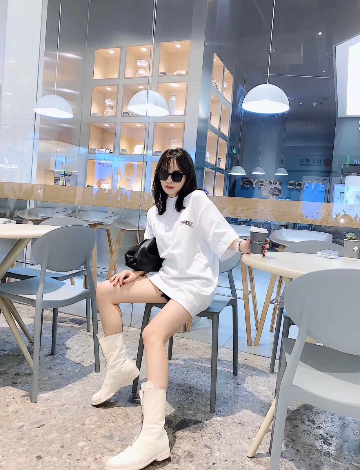 Balenciaga Wave Logo T-Shirt (White) - Phantom Kicks
