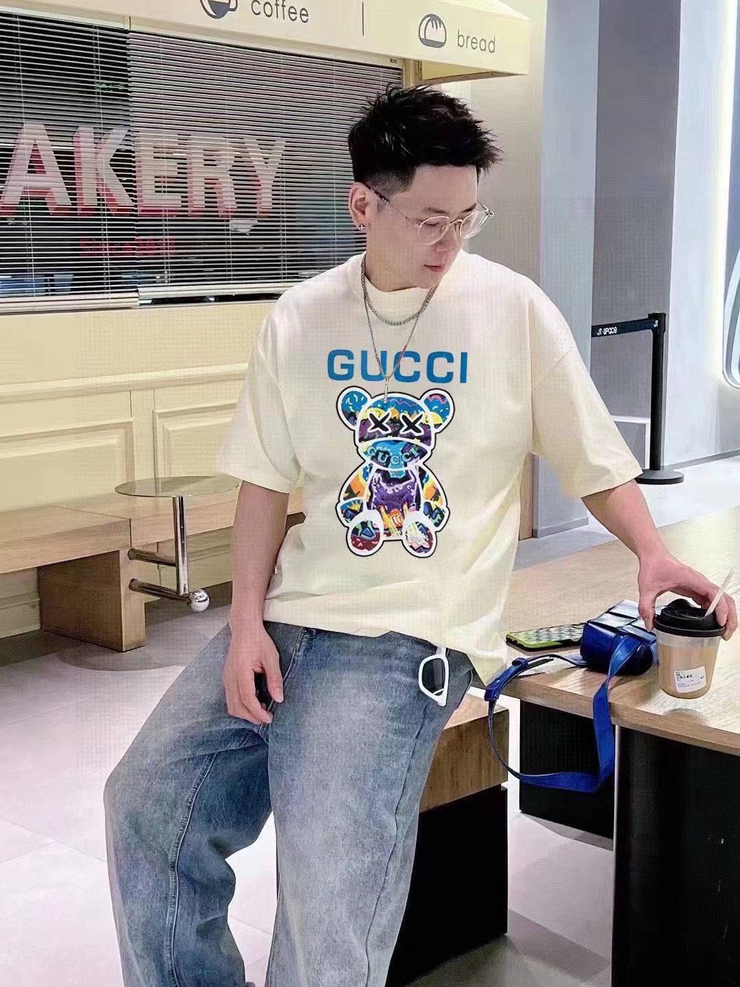 Gucci Cream T-Shirt with Bear Graphic - Phantom Kicks