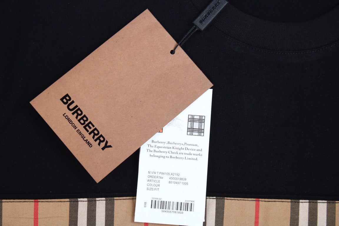 Burberry Check Panel T-Shirt (Black) - Phantom Kicks
