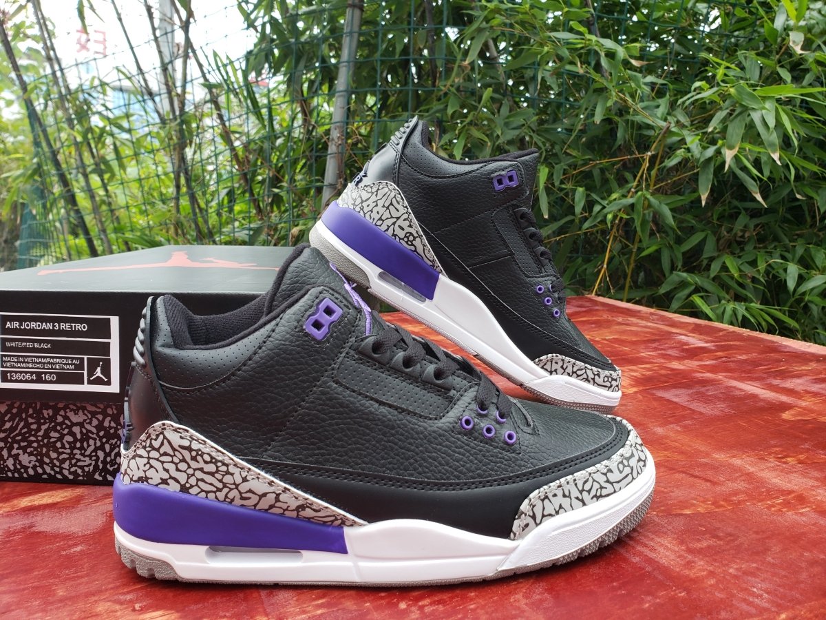 JORDAN 3 RETRO x BLACK COURT PURPLE - Phantom Kicks