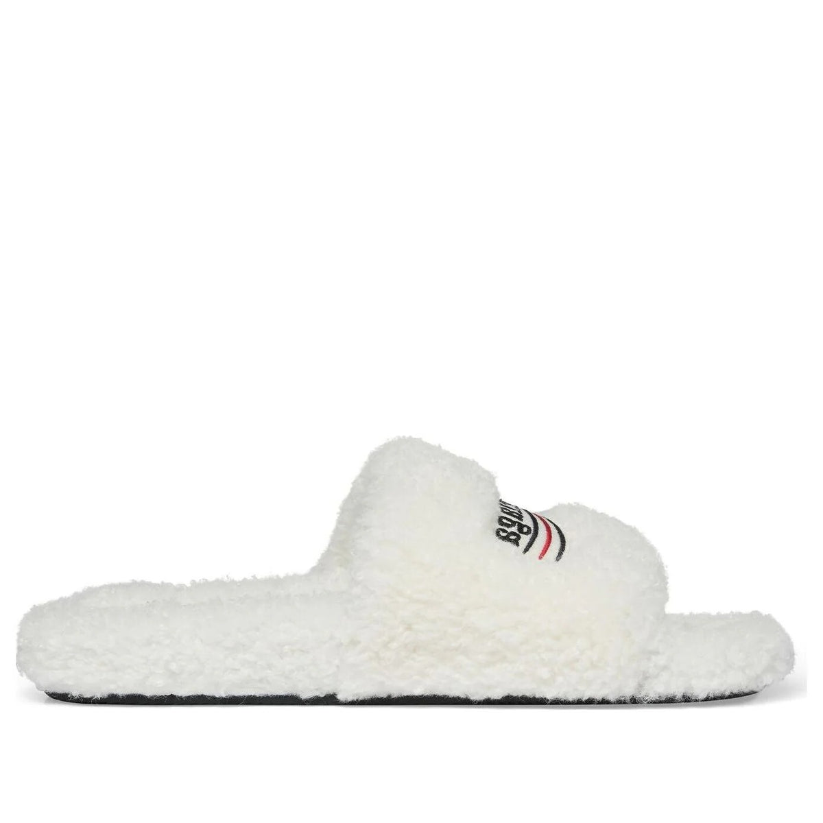 Balenci Furry Slides White